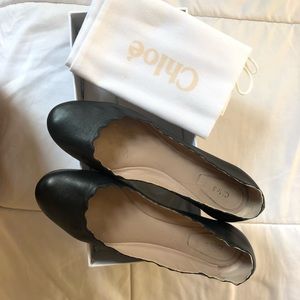 Authentic Black Chloe scalloped flats